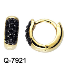 Factory Wholesale Gold Plated Earring with Black Zirconia